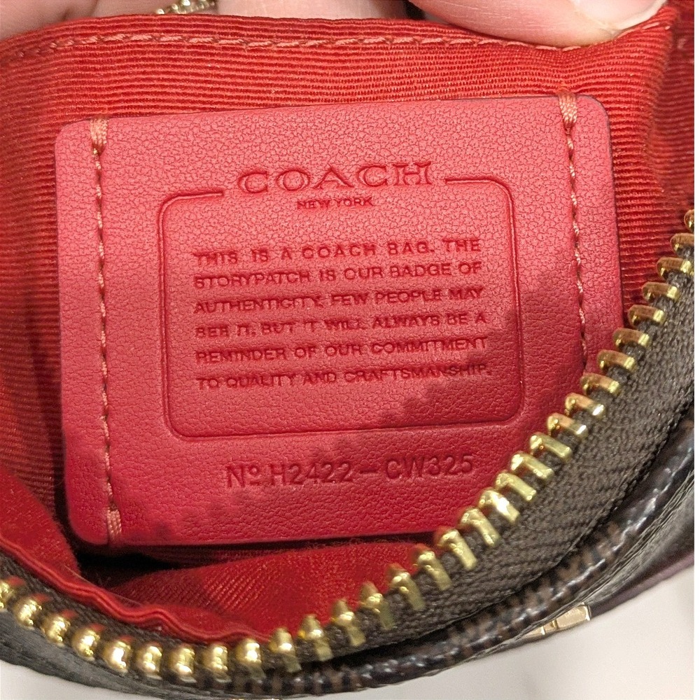 Coach Mini Rowan File Bag and Coach Zip Card Case Walnut w/ Red Trim Authentic - Picture 9 of 16